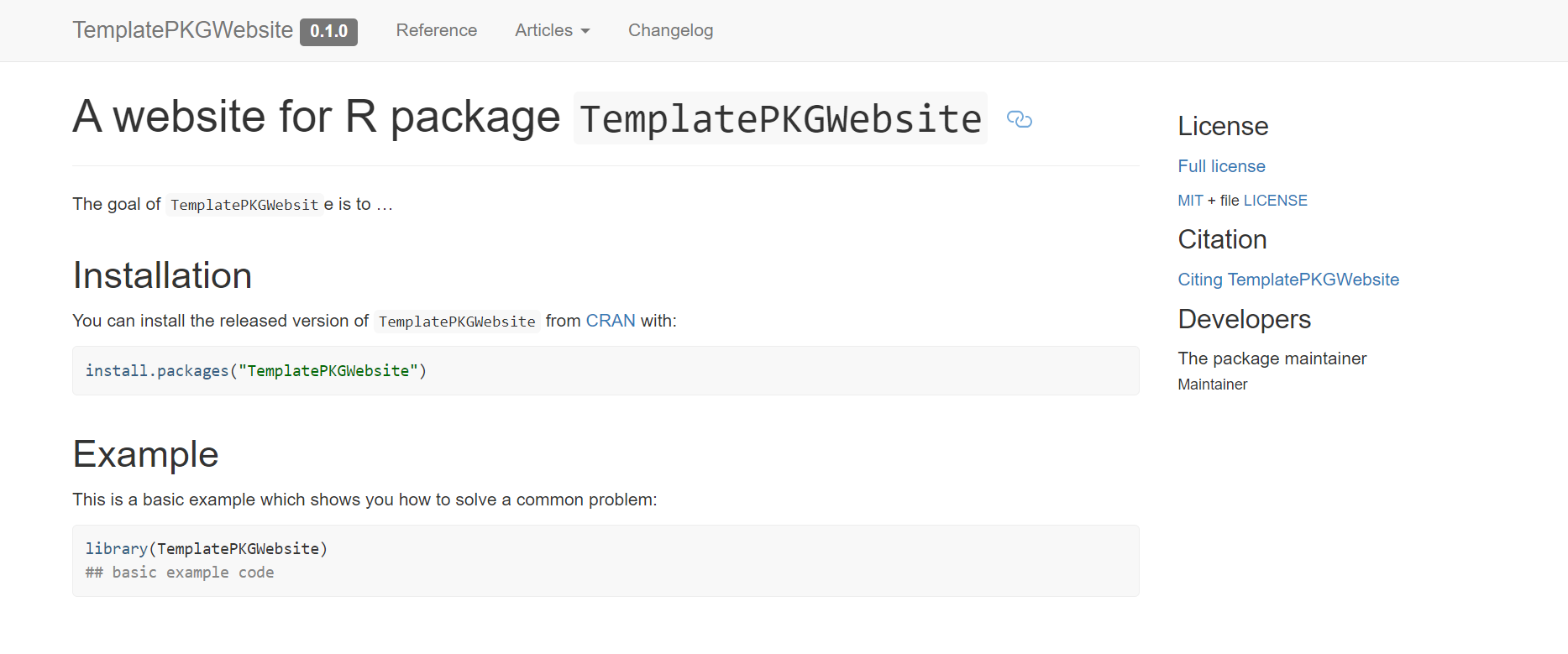 Creating a website for your R package: using pkgdown • templatepkgdown